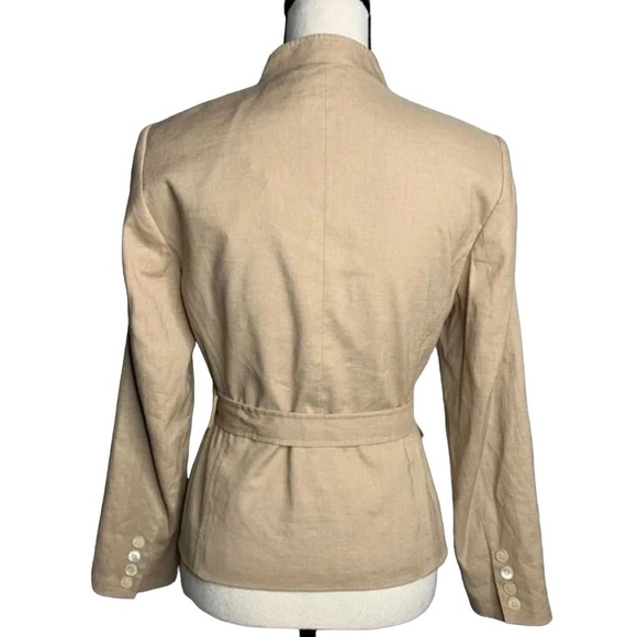 NWOT TALBOTS Tan Linen Blend Belted Blazer Jacket Petites Size 10P - Picture 4 of 16